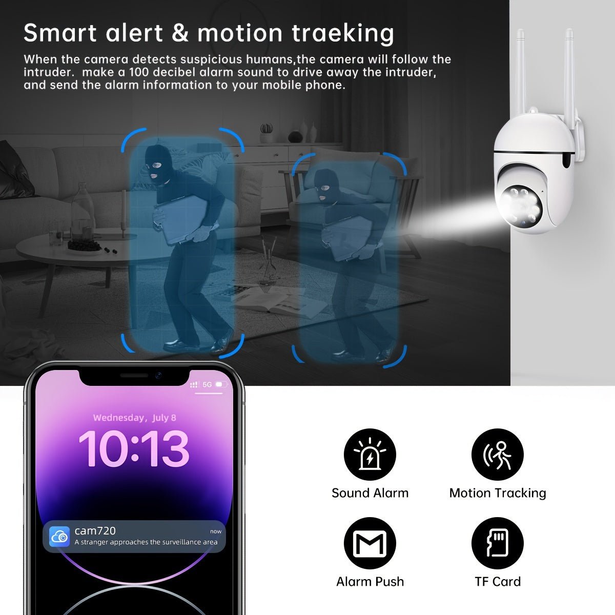 Wi - Fi Smart Home Security Camera With Motion Tracking - HazMarket